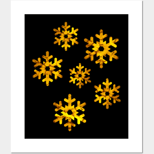 Watercolor Snowflakes (Golden Yellow) Posters and Art